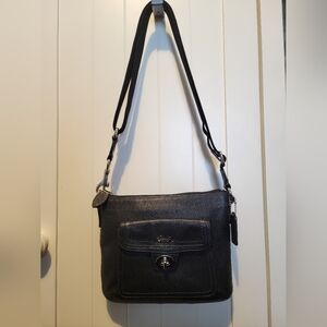 Coach Small Black Pebbled Leather Crossbody Bag